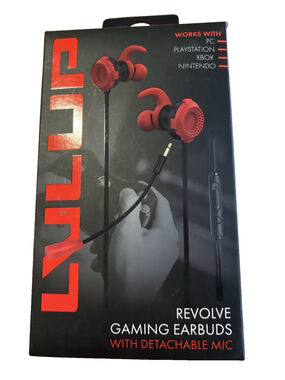 Earbuds Gaming Lvlup Revolve Red with Detachable Mic New In-Ear
